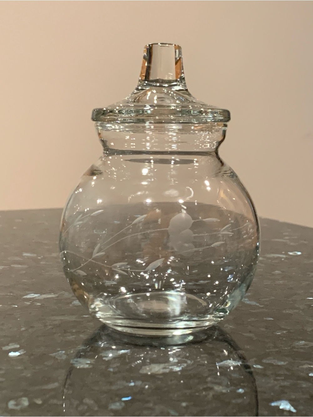 Princess House Heritage Crystal Glass Candy Jar Cotton Ball Bowl Dish w/ Lid 025